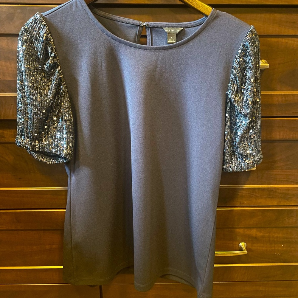 Sequin sleeve top